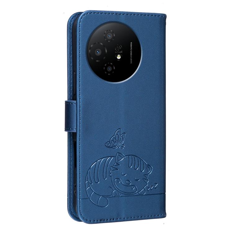 For TCL 50 XL Cat Butterfly Embossed RFID Vegan Leather Phone Case with Strap