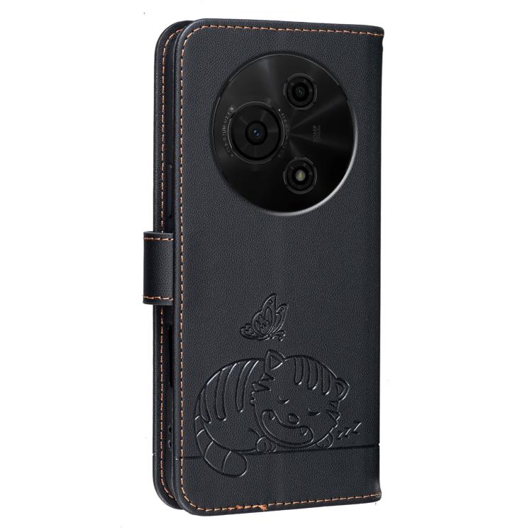 For TCL 60 NXTpaper Cat Butterfly Embossed RFID Vegan Leather Phone Case with Strap
