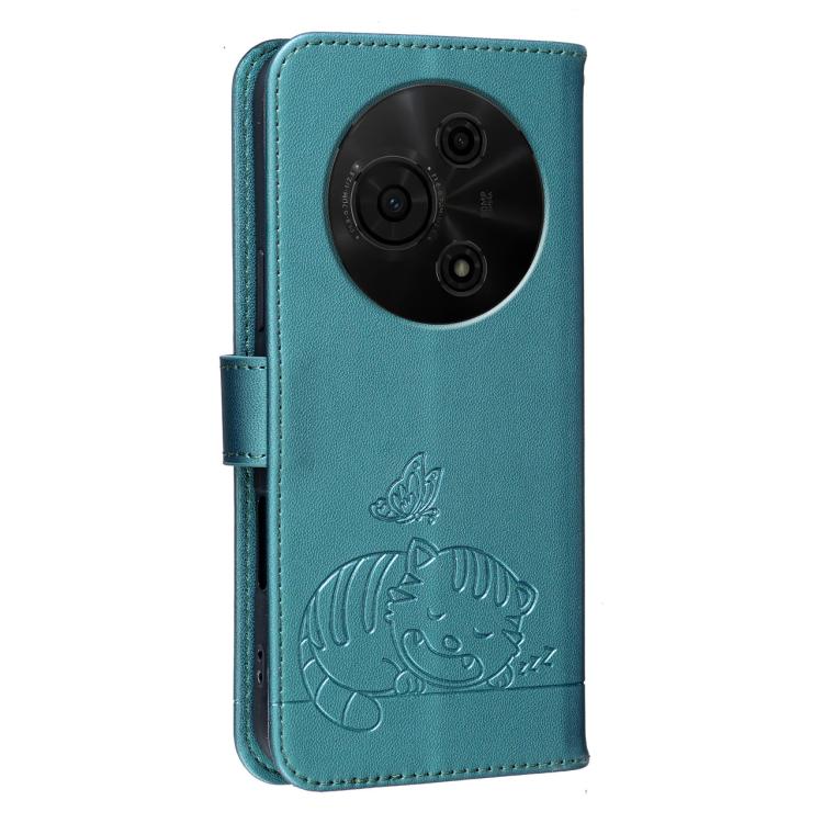 For TCL 60 NXTpaper Cat Butterfly Embossed RFID Vegan Leather Phone Case with Strap