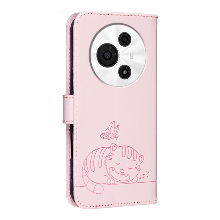 For TCL 60 SE NXTpaper 5G Cat Butterfly Embossed RFID Vegan Leather Phone Case with Strap