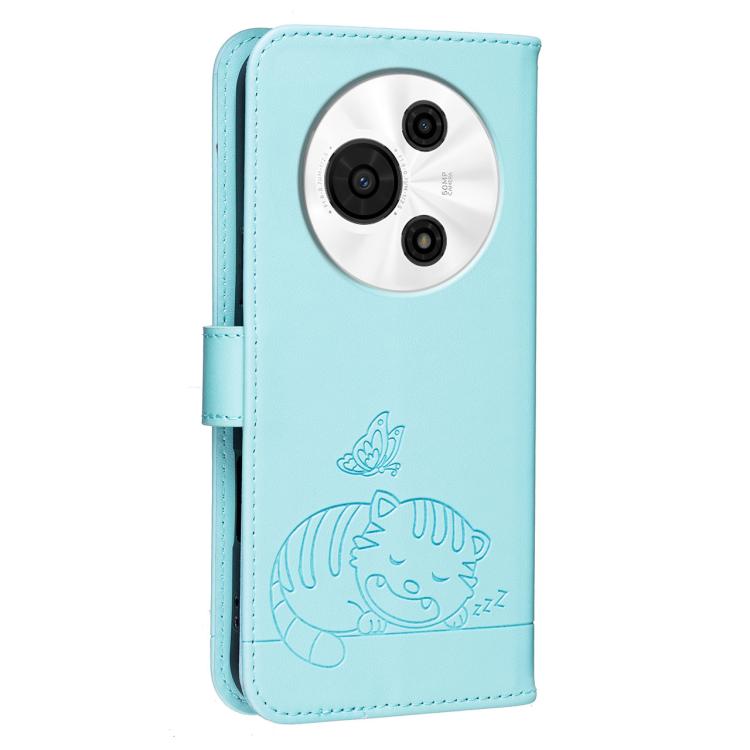 For TCL 60 SE NXTpaper 5G Cat Butterfly Embossed RFID Vegan Leather Phone Case with Strap