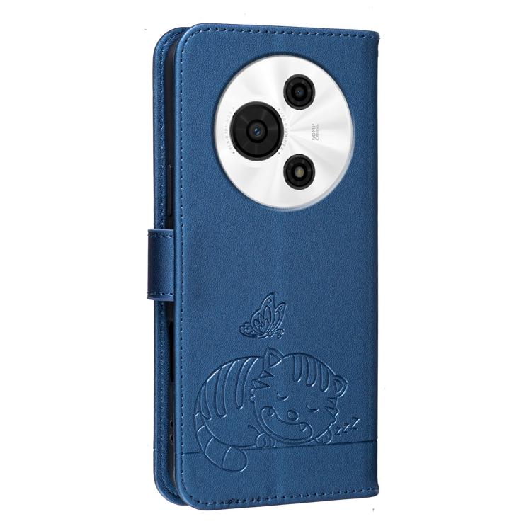 For TCL 60 SE NXTpaper 5G Cat Butterfly Embossed RFID Vegan Leather Phone Case with Strap