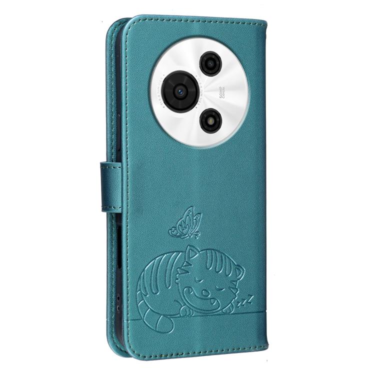 For TCL 60 SE NXTpaper 5G Cat Butterfly Embossed RFID Vegan Leather Phone Case with Strap