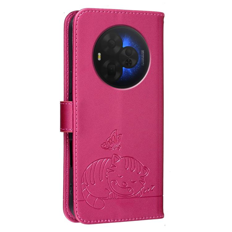 For TCL NXTpaper 60 Ultra Cat Butterfly Embossed RFID Vegan Leather Phone Case with Strap