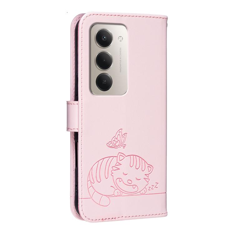 For Redmi 15 5G Global / 15 4G SEA 169.5mm Cat Butterfly Embossed RFID Vegan Leather Phone Case with Strap
