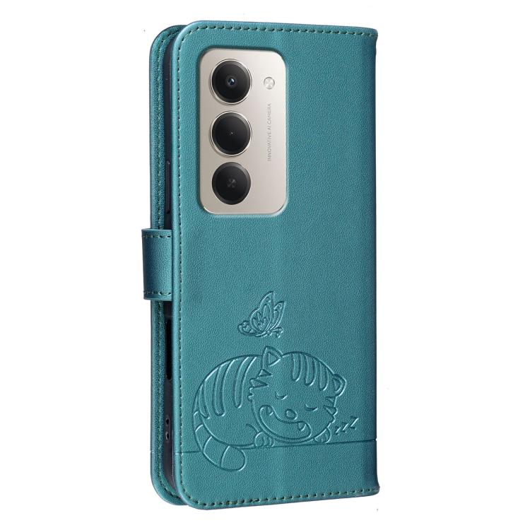 For Redmi 15 5G Global / 15 4G SEA 169.5mm Cat Butterfly Embossed RFID Vegan Leather Phone Case with Strap