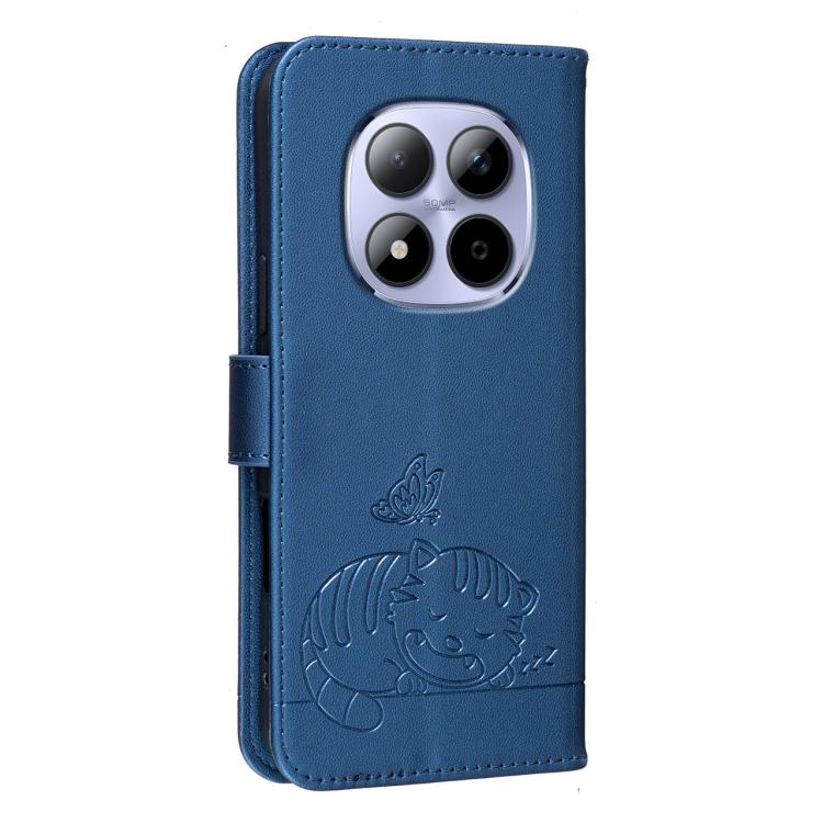 For Redmi Note 15 Pro 5G Global 163.6mm Cat Butterfly Embossed RFID Vegan Leather Phone Case with Strap