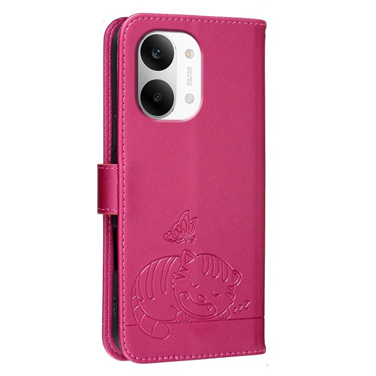 For Redmi Turbo 5 Max / Poco X8 Pro Max 5G Cat Butterfly Embossed RFID Vegan Leather Phone Case with Strap