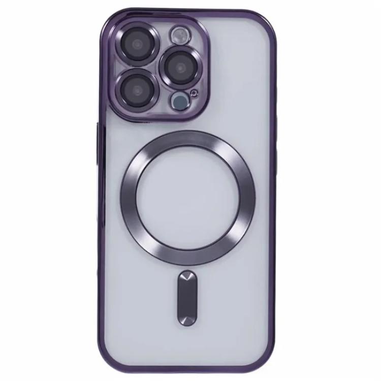 For iPhone 16 Pro Max WANLONFENG CD Magnetic Electroplated TPU Phone Case with Screen Protector