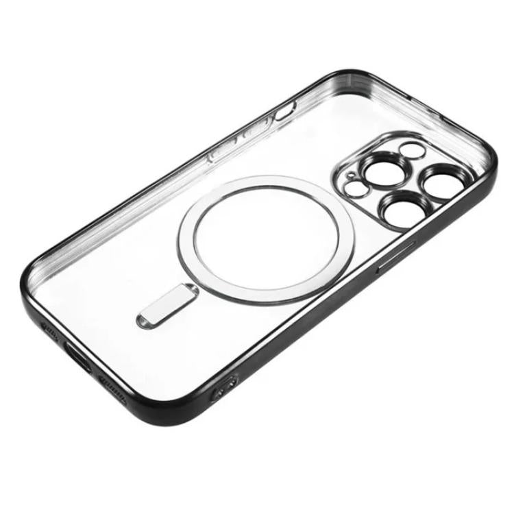 For iPhone 14 Pro Max WANLONFENG CD Magnetic Electroplated TPU Phone Case with Screen Protector