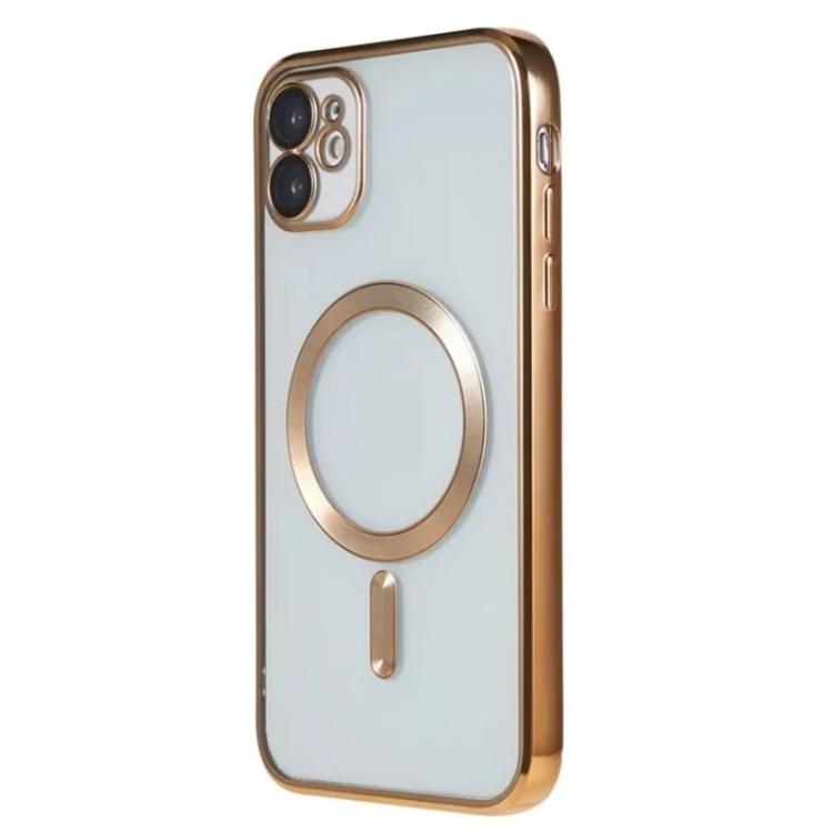 For iPhone 12 WANLONFENG CD Magnetic Electroplated TPU Phone Case with Screen Protector