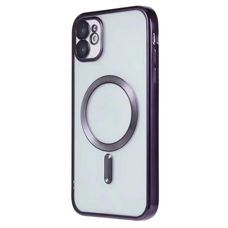 For iPhone 12 WANLONFENG CD Magnetic Electroplated TPU Phone Case with Screen Protector