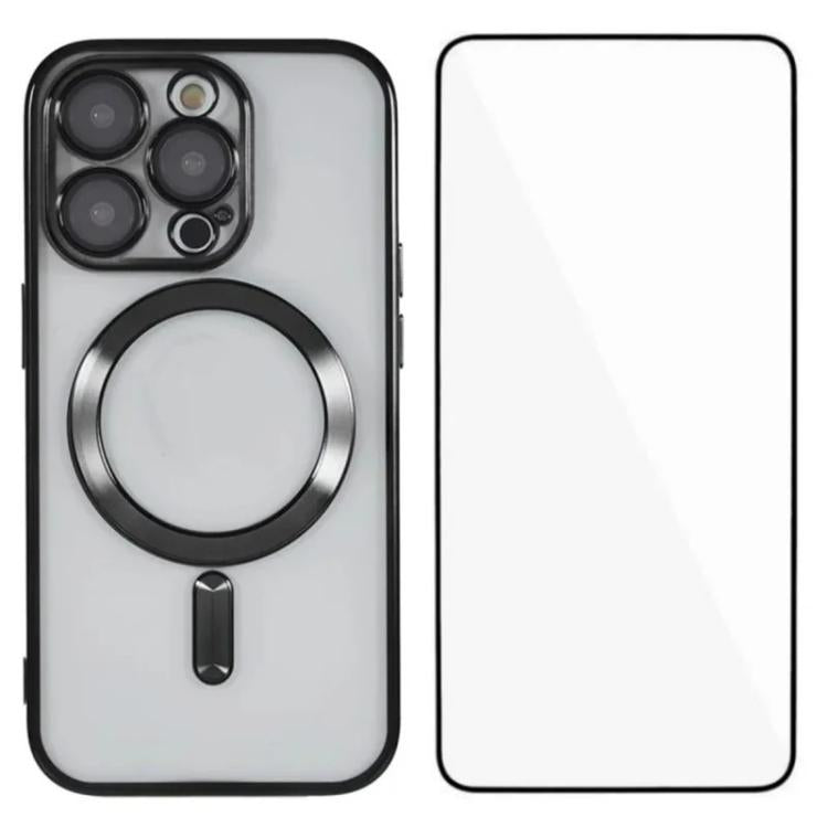For iPhone 11 Pro Max WANLONFENG CD Magnetic Electroplated TPU Phone Case with Screen Protector