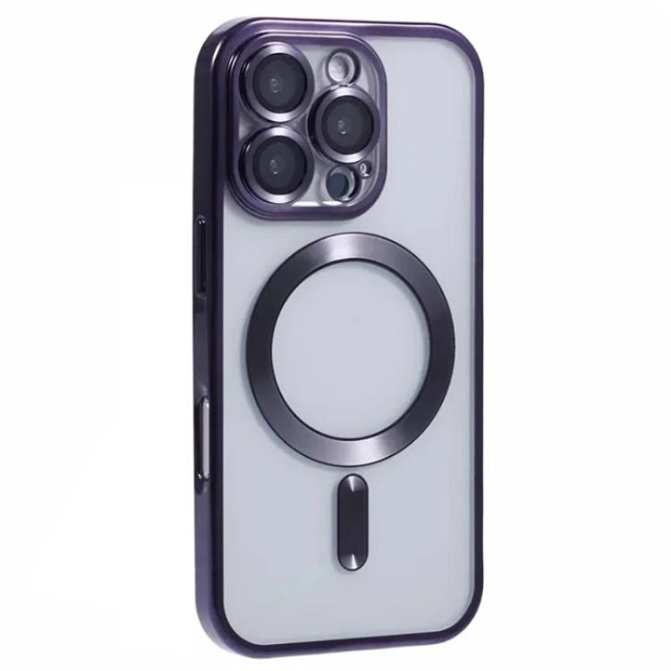 For iPhone 16 Pro WANLONFENG CD Magnetic Electroplated TPU Phone Case with 2pcs Screen Films