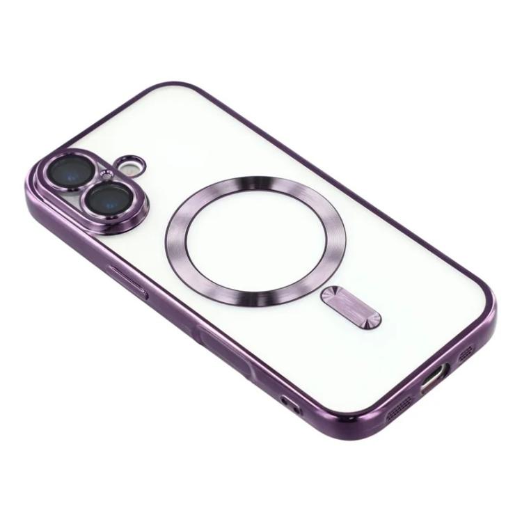 For iPhone 16 WANLONFENG CD Magnetic Electroplated TPU Phone Case with 2pcs Screen Films