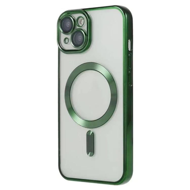 For iPhone 14 WANLONFENG CD Magnetic Electroplated TPU Phone Case with 2pcs Screen Films
