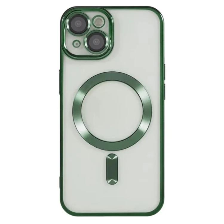 For iPhone 14 WANLONFENG CD Magnetic Electroplated TPU Phone Case with 2pcs Screen Films