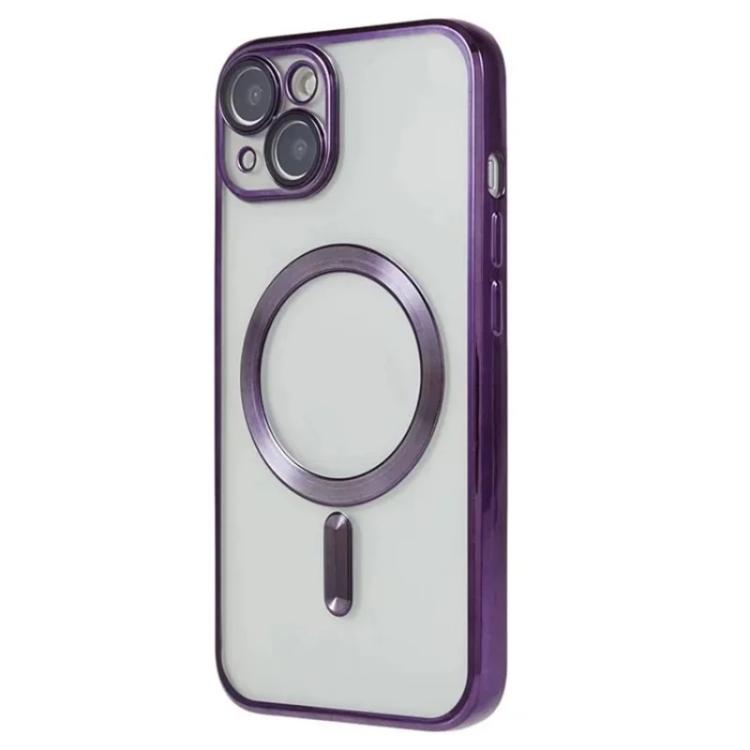 For iPhone 14 WANLONFENG CD Magnetic Electroplated TPU Phone Case with 2pcs Screen Films