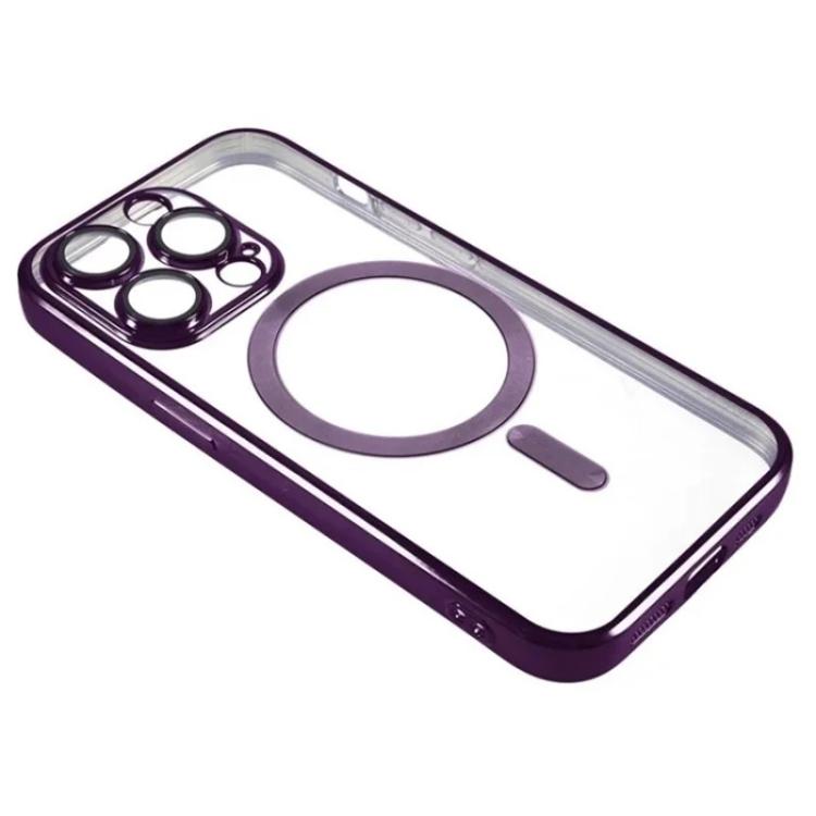 For iPhone 14 Pro Max WANLONFENG CD Magnetic Electroplated TPU Phone Case with 2pcs Screen Films