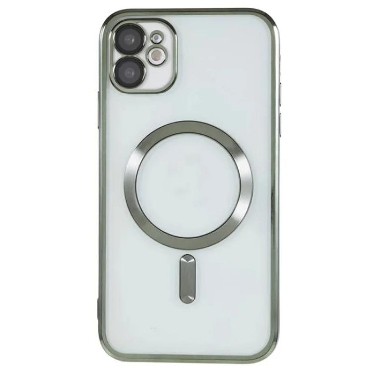 For iPhone 12 WANLONFENG CD Magnetic Electroplated TPU Phone Case with 2pcs Screen Films