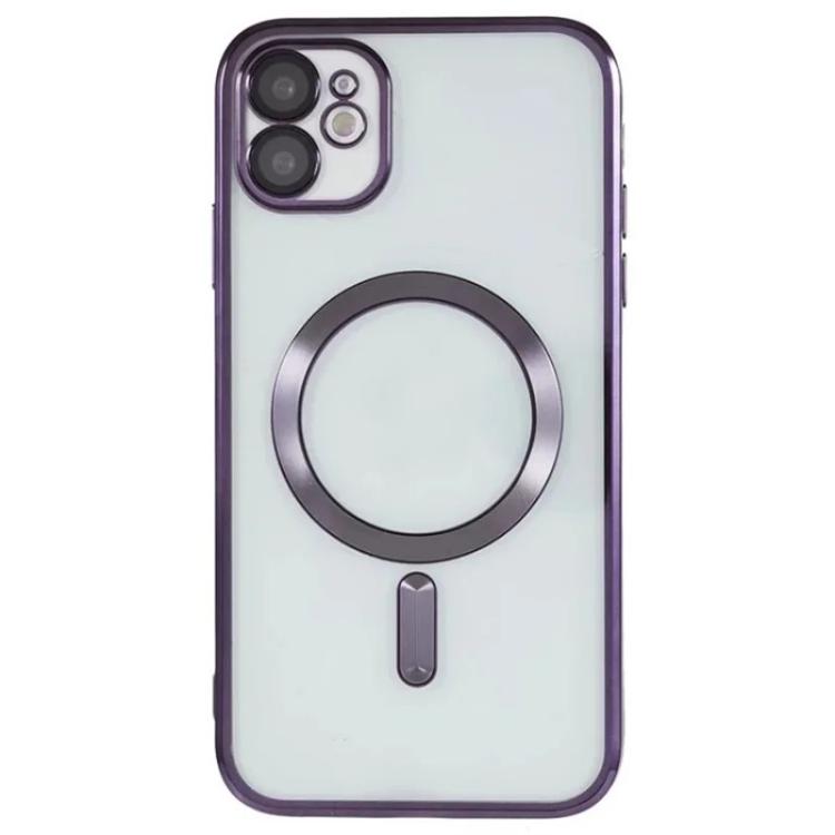 For iPhone 12 WANLONFENG CD Magnetic Electroplated TPU Phone Case with 2pcs Screen Films