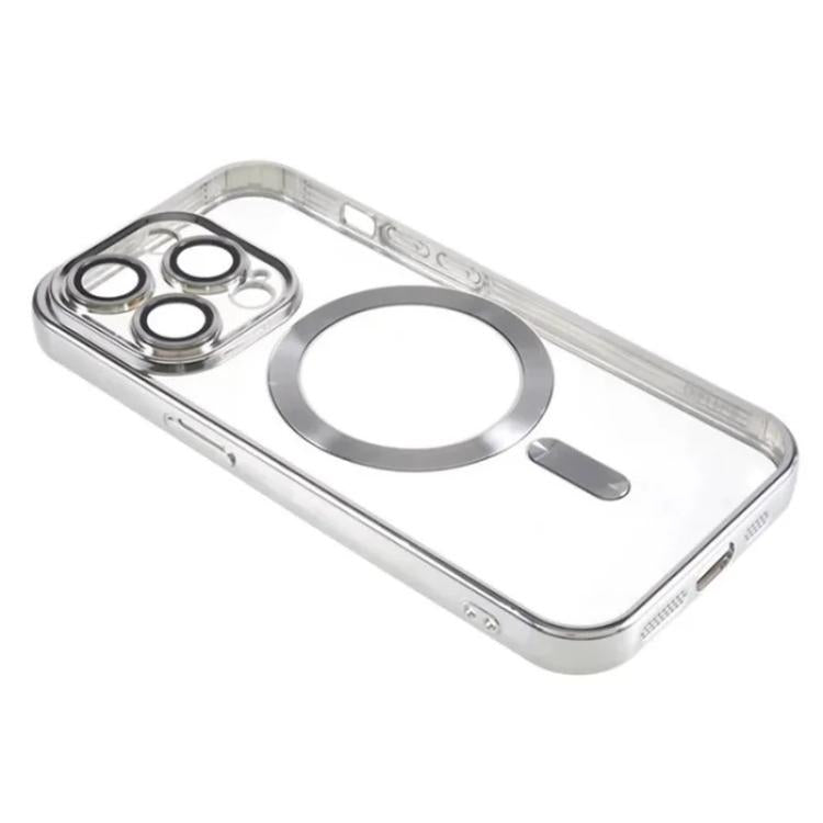 For iPhone 12 Pro Max WANLONFENG CD Magnetic Electroplated TPU Phone Case with 2pcs Screen Films