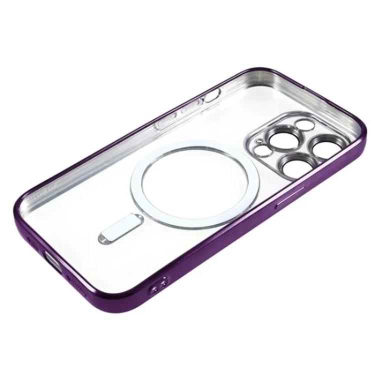 For iPhone 12 Pro Max WANLONFENG CD Magnetic Electroplated TPU Phone Case with 2pcs Screen Films