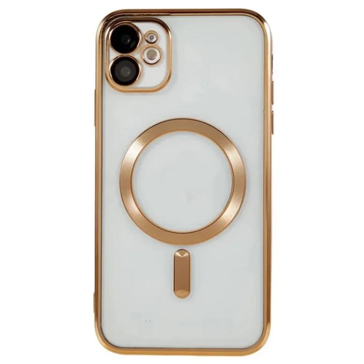 For iPhone 11 WANLONFENG CD Magnetic Electroplated TPU Phone Case with 2pcs Screen Films