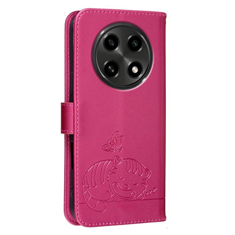 For OPPO A2 Pro / A3 Pro / F27 Pro / F27 Pro+ Cat Butterfly Embossed RFID Vegan Leather Phone Case with Strap