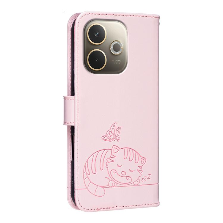 For OPPO A5 Pro 4G / 5G Global Cat Butterfly Embossed RFID Vegan Leather Phone Case with Strap