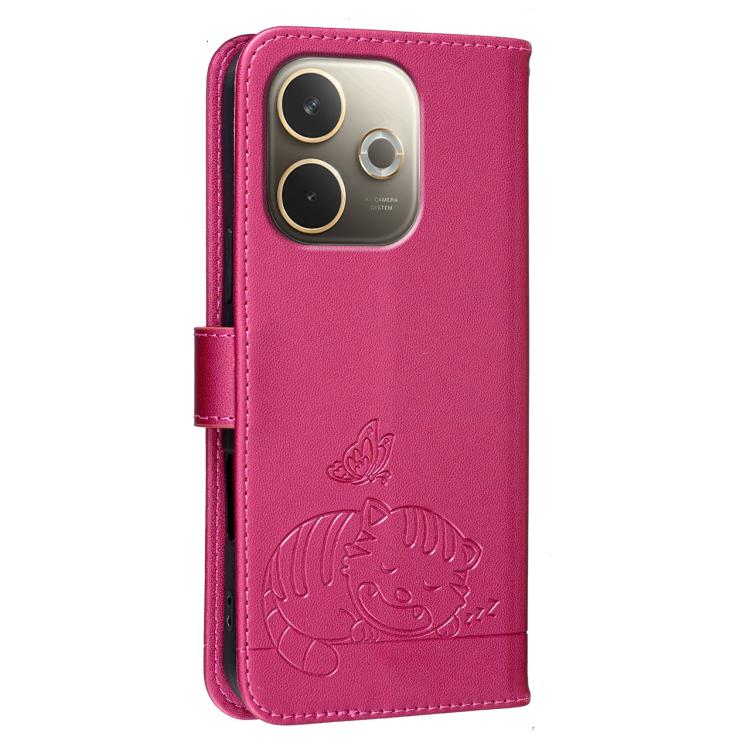 For OPPO A5 Pro 4G / 5G Global Cat Butterfly Embossed RFID Vegan Leather Phone Case with Strap