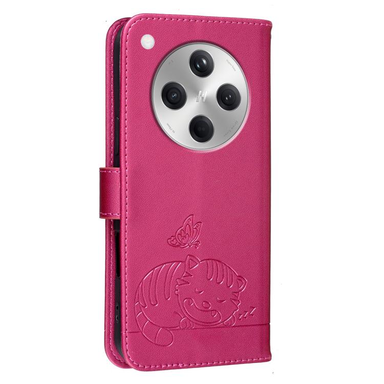 For OPPO Find X8 Cat Butterfly Embossed RFID Vegan Leather Phone Case with Strap