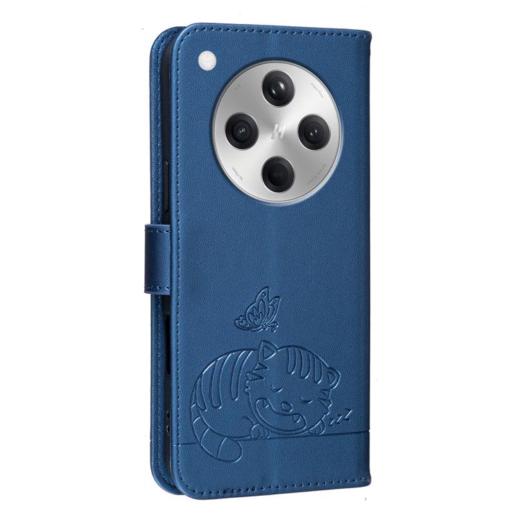 For OPPO Find X8 Cat Butterfly Embossed RFID Vegan Leather Phone Case with Strap