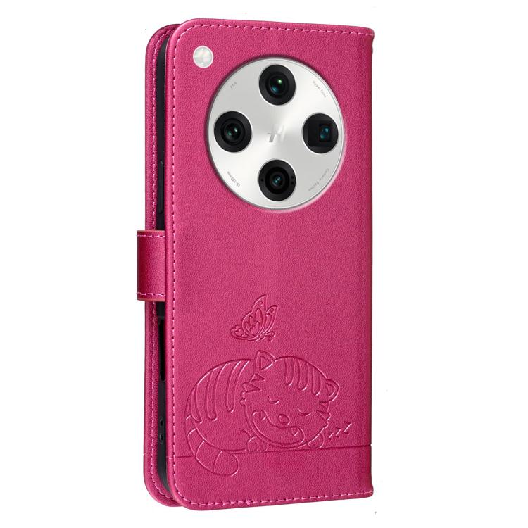 For OPPO Find X8 Pro Cat Butterfly Embossed RFID Vegan Leather Phone Case with Strap