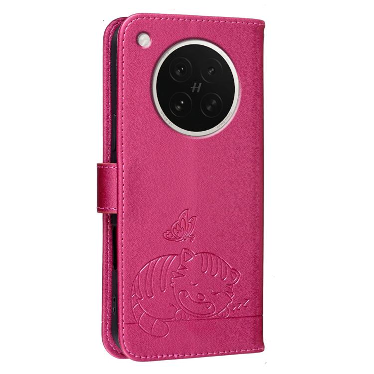 For OPPO Find X8s Cat Butterfly Embossed RFID Vegan Leather Phone Case with Strap