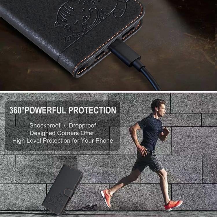 For Galaxy A57 5G Cat Butterfly Embossed RFID Vegan Leather Phone Case with Strap