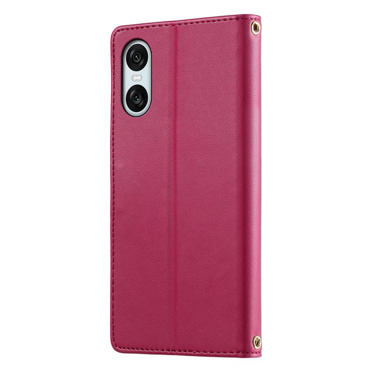 For Sony Xperia 10 VI Cute Cats Magnetic Closure Vegan Leather Phone Case with Strap