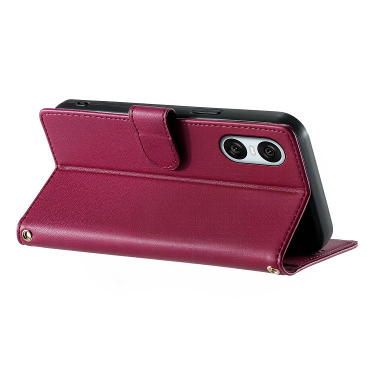 For Sony Xperia 10 VI Cute Cats Magnetic Closure Vegan Leather Phone Case with Strap