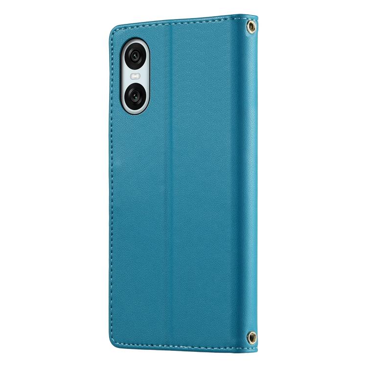 For Sony Xperia 10 VI Cute Cats Magnetic Closure Vegan Leather Phone Case with Strap