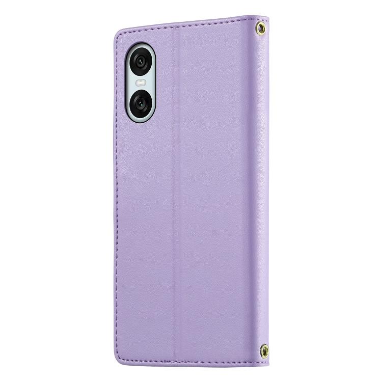 For Sony Xperia 10 VI Cute Cats Magnetic Closure Vegan Leather Phone Case with Strap