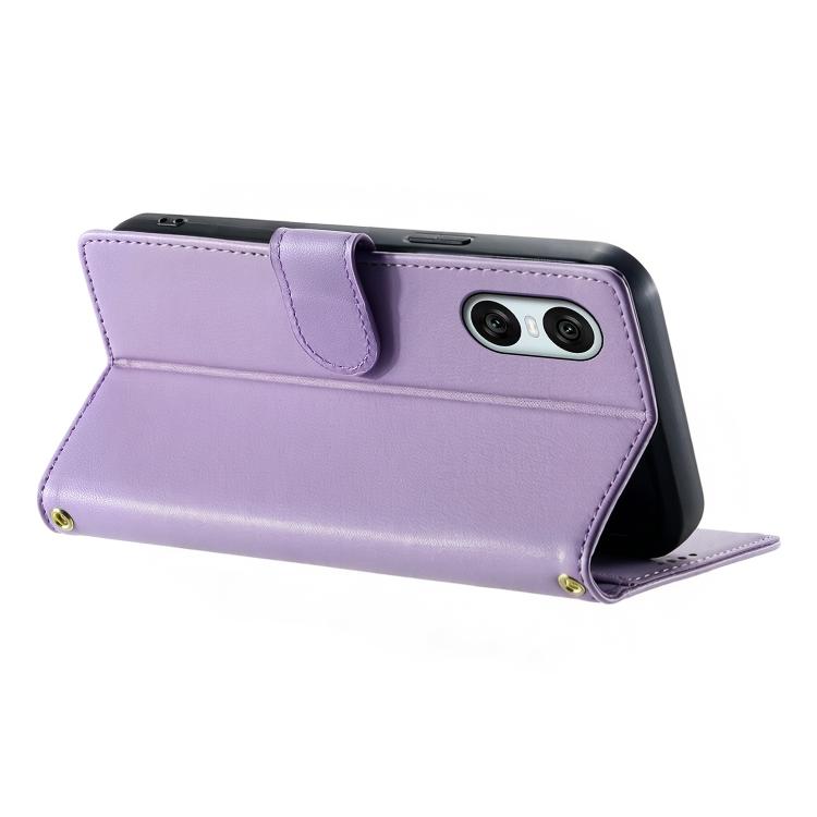 For Sony Xperia 10 VI Cute Cats Magnetic Closure Vegan Leather Phone Case with Strap