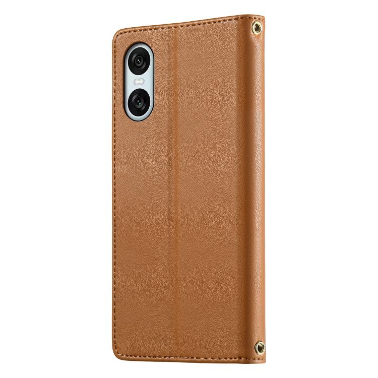 For Sony Xperia 10 VI Cute Cats Magnetic Closure Vegan Leather Phone Case with Strap
