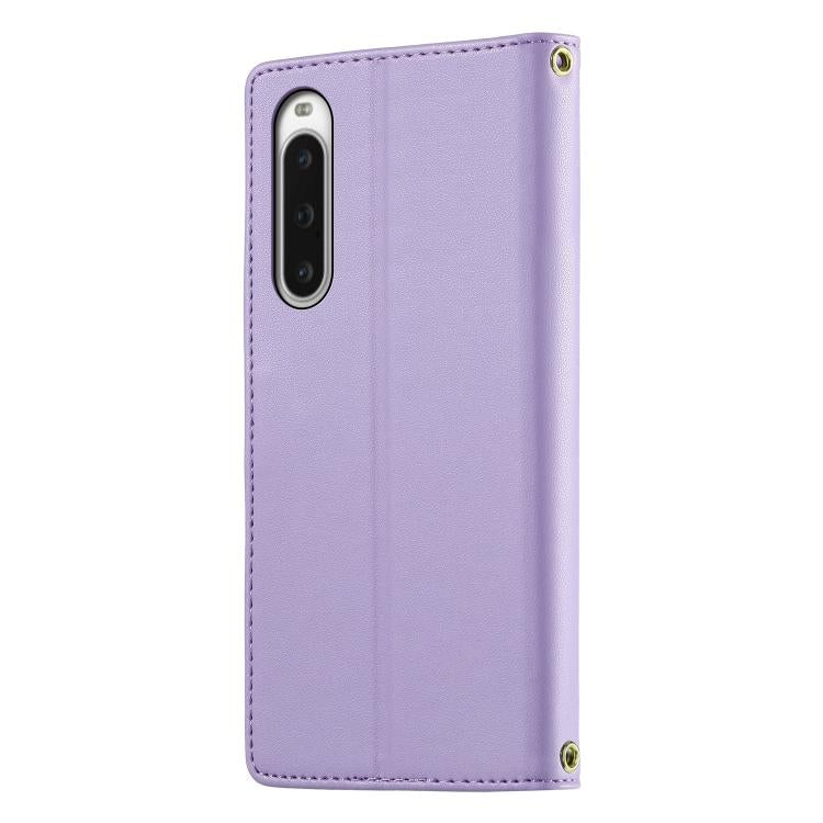 For Sony Xperia 10 V Cute Cats Magnetic Closure Vegan Leather Phone Case with Strap