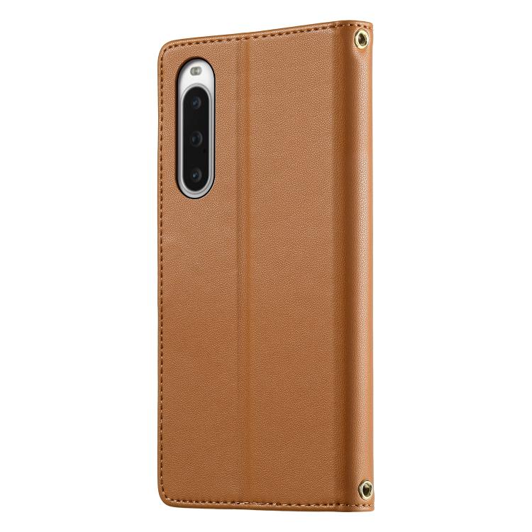 For Sony Xperia 10 V Cute Cats Magnetic Closure Vegan Leather Phone Case with Strap