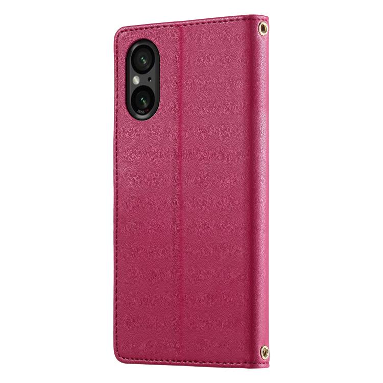 For Sony Xperia 5 VI Cute Cats Magnetic Closure Vegan Leather Phone Case with Strap