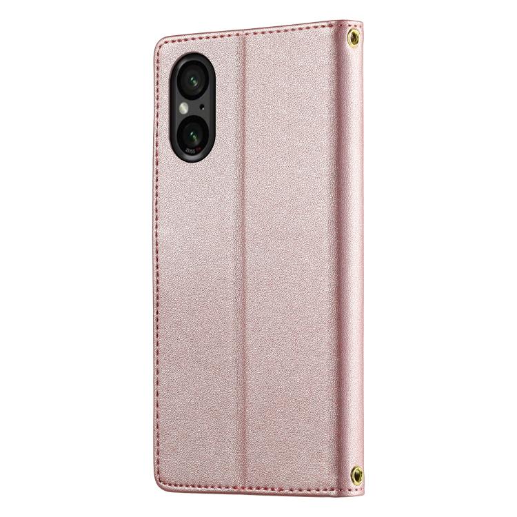 For Sony Xperia 5 VI Cute Cats Magnetic Closure Vegan Leather Phone Case with Strap