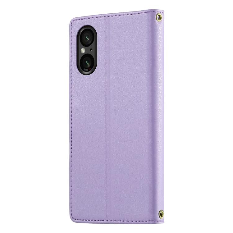 For Sony Xperia 5 VI Cute Cats Magnetic Closure Vegan Leather Phone Case with Strap