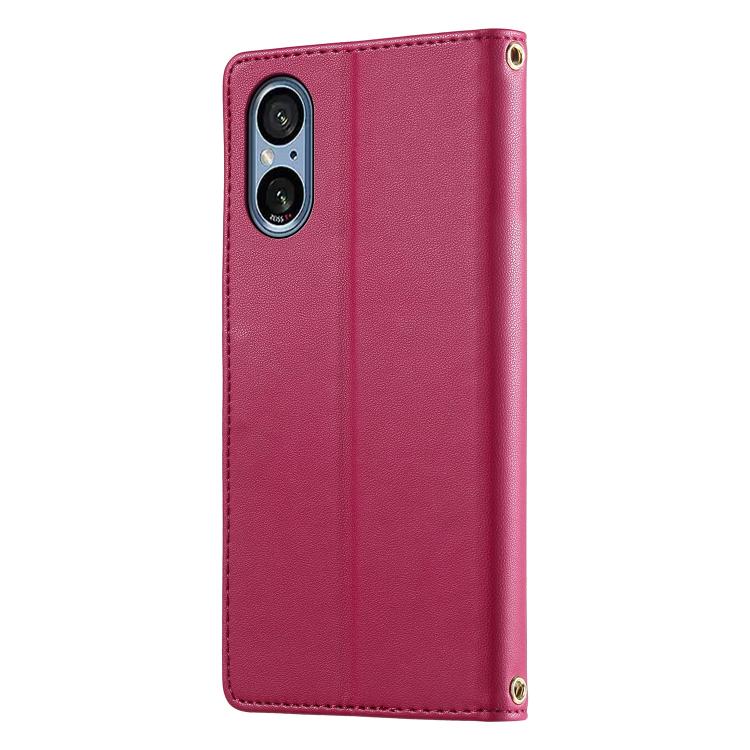 For Sony Xperia 5 V Cute Cats Magnetic Closure Vegan Leather Phone Case with Strap