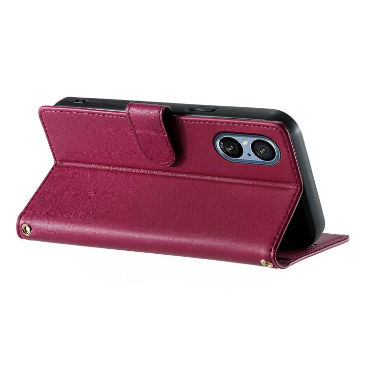 For Sony Xperia 5 V Cute Cats Magnetic Closure Vegan Leather Phone Case with Strap