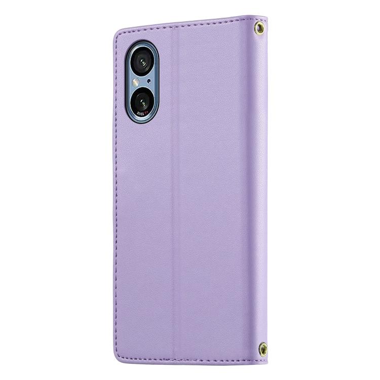For Sony Xperia 5 V Cute Cats Magnetic Closure Vegan Leather Phone Case with Strap